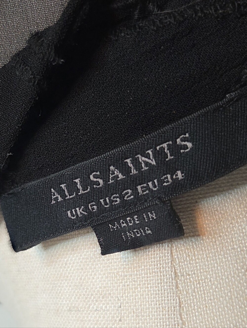 All Saints Carina Ossia Embroidered Tie Waist Wrap Kimono Sheer Black Size 2 - Picture 7 of 8